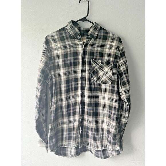 Boston Traders Men’s Cozy Plaid Flannel Shirt Gray/Black Medium - Picture 2 of 6